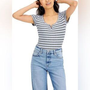 Striped ribbed‎ bodysuit